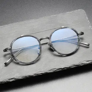 純鈦眼鏡女式男士圓形眼鏡框雙光束大框眼鏡男