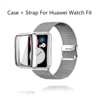 在飛比找蝦皮購物優惠-Tpu 錶殼 + 不銹鋼錶帶適用於華為手錶 Fit Band