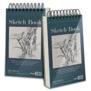5.5" x 8.5" Sketchbook Set, Top Spiral Bound Sketch Pad, 2 Packs 100 Sheets E...