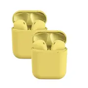 2 Packs Wireless Earbuds inPods 12 Touch Control Bluetooth 5.0 Earbuds Earphone with Storage Case-Yellow