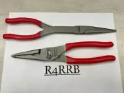 Snap-on Tools NEW 2pc RED Soft Grip LONG Needle Nose Pliers Lot 911ACF LN47ACF