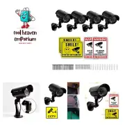 4 Packs Fake Security Camera with No Trespassing Signs Smile You're On Camera...