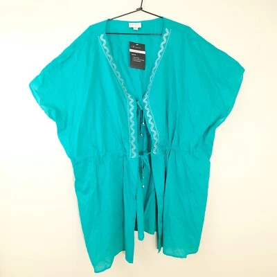 Autograph Kaftan Cover Up Womens Size 26 Green 100% Cotton BNWT RRP - $79.99