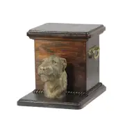 Irish Wolfhound wooden urn with a dog Art-Dog