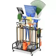 Sttoraboks Freestanding Shelving Unit Garden Tool Organizer Black W/ Wheels+Hook