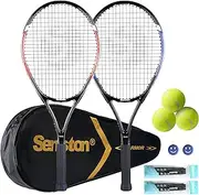 Senston Tennis Rackets for Adults 27 inch Unisex Tennis Racquets - 2 Player Tennis Racket Lightweight Set with Bag Cover, 3 Tennis Balls, 2 Racket Grips, 2 Vibration Dampers