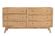 [Sleeping Giant] Tulum Mango Wood and Rattan Dresser - 6 Drawer