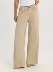 GUESS Women's Jeans Beige G11 Wide Leg Jeans Size: 30, Cotton