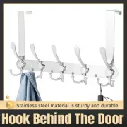 5 Hooks Over Door Silver Coat Hook Clothes Hanger Storage Organizer for Home Use
