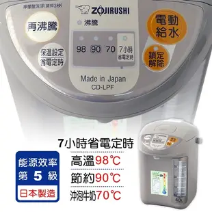 象印4L / 5L 寬廣視窗微電腦電動熱水瓶 CD-LPF40/CD-LPF50