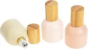 KAILIKETIY 3Pcs Refillable Glass Roller Ball Bottles with Bamboo Lids Essential Oil Containers Portable Perfume Bottles for Travel Leak Design for DIY Blends and