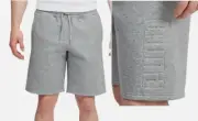 PUMA Men’s Embossed Fleece Shorts NEW with TAGS draw string GRAY Medium Pockets