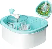 Fruit Bowl Cleaner - Spinner Colander 720 Degree Scrubbing - Large Fruits Washing Spinner with Bowl, Lid, Colander, Crank, and Self-draining System for Home