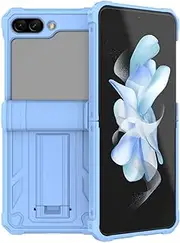 [DWaybox] Case for Samsung Galaxy Z Flip5 6.7 inch, Anti-Scratch Shockproof Heavy Duty Case with Built-in Kickstand, Rugged Drop Protective Cover for Galaxy Z Flip 5 5G -Light Blue