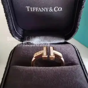 二手精品 Tiffany 蒂芙尼 Tiffany T 系列戒指 18K玫瑰金鉆石珍珠母貝線圈戒指 GRP1109