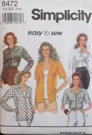 Simplicity Sewing Pattern 8472 Misses Blouse Variations Sizes XS-MED 6-16 UNCUT
