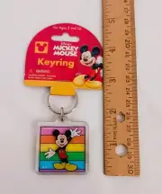 Rainbow Mickey Mouse Disney Collectible Mickey Lucite Keyring Keychain Monogram