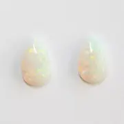 8x5 pear 0.99ct set 2 Australian opal natural solid white / light opal loose