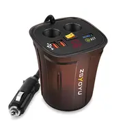 Universal Car Qo3.0 Three Port Usb Charger Power Outlet Adapter Red Light