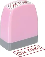 uxcell On Time Notice Stamp Self Inking, Red Ink Office Stamps Pre Inked Message Stamp Refillable Business Stamp, Pink