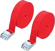 uxcell 1" x 20 ft Lashing Strap with Buckles, 2 Pcs Cam Buckle Tie Down Straps Adjustable Heavy Duty Secure Cinch Straps Up to 551 lbs for Cargo Kayak Bicycles, Red