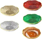 Fkereg Set of 5 Appetizer Plates with Gold Rim 6 Inch, Small Dessert Lunch Salad Plates, Reusable Plastic Party Cocktail Plates, Pinch Bowls for Cooking Prep, Side Dish Serving for Dinner, 5 Colors