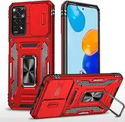 [YKNIUFLY] Cover for Oppo A17 Case, All-Inclusive Protection, Sturdy, Drop-Resistant, Rear Ring Holder, Cover Protection for Oppo A17.(Red)