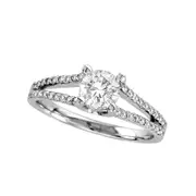 0.88 CT. T.W. Natural Diamond Split Shank Engagement Ring in Solid 14K White Gold