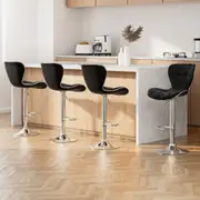 4x Artiss Bar Stools Gas Lift Leather Seat Black