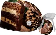 [YTYVAGT] 2-Pc,Gourd-Shaped Working Cap,Fisherman Hat with Buttons and Cotton Sweatband,Cake Food Pattern
