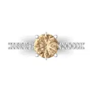 1.5 Round cathedral Yellow Moissanite Promise Bridal Wedding Ring 14k White Gold
