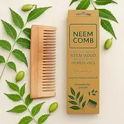 Dry Season Neem Wood Hair Comb with Herbal Oil Treatment for Hair Growth