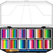 12-Color Water-Based Face Body Paint Set with Brushes, Rainbow Professional Face Painting Kit Body Paint Palette with 1 Painting Brushes, Halloween Makeup Washable Face Paint