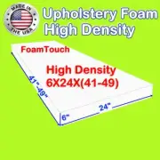 FoamTouch High Density Upholstery Foam Cushion 6" X 24" X (41-49)" Custom Cut