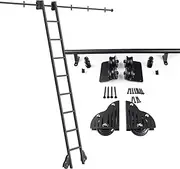 Black Sliding Barn Door Hardware Kit - 3.3ft Carbon Iron Track Roller System for Library & Home Use (No Ladder Included) - Durable Round Tube Design