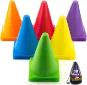 30 Pack Soccer Cones, 7 Inch Colored Cones for Sports, Traffic Cones Training Ag
