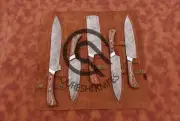 Custom Handmade Damascus Steel Chef Knife Set (Kitchen 5 Knife Set) With Sheath