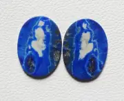 56.00 Ct AAA QUALITY NATURAL LAPIS LAZULI OVAL CABOCHON 1 PAIR 35X26X3 GEMSTONE