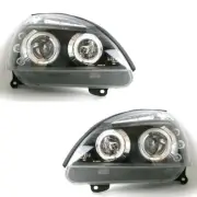 Renault Clio Hatchback 2001-2005 Projector Halo Angel Eye Rings Headlights Black