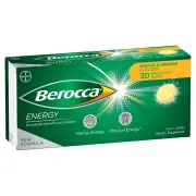 Berocca Energy with 12 Essential Vitamins & Minerals Effervescent Tab (Mango & Orange) X 30