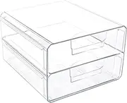 Clear Stackable Storage Drawers,Acrylic Makeup Drawer Organizer with 2 Drawers,Stackable Storage Bins for Skincare,Cosmetics,Beauty Supplies,for Vanity,Bathroom,Kitchen Countertop,Pantry Organization
