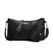 PU Leather Single Shoulder Bag Ladies Handbag Messenger Bag (Black)
