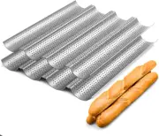 2 Pack Nonstick Perforated Baguette Pan 15" X 13" for French Bread Baking 4 Wave