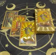 Spanish and English Golden Foil Tarot Deck 2-l Prophecy Cards for Beginners with