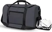 Large Capacity Sports Bag for Men, 46L Sports Travel Duffel Bag with Waterproof Shoe Compartment, Built-in Mesh Pocket Lightweight Gym Duffle Bag for Women, Gray, Gray, Waterproof Sport Bag