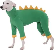ESCCBOO Italian Greyhound Whippet Fleece Dinosaur Costume Onesie, Turtleneck Outfit Coat (X-Large)