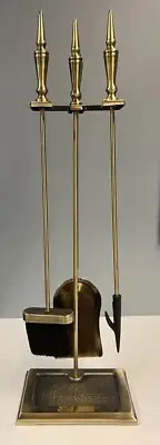 UniFlame F41070AB 4-Piece Antique Brass Fire Set Tool Set w/ Base 30.5" Tall