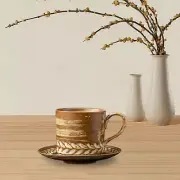 Cappuccino Coffee Cup and Saucer Set Tea Cup for Office Home Farmhouse Party