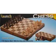 Launch Inlaid Folding Round Edges Chess Set 15"