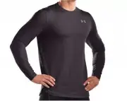 New UNDER ARMOUR Men's ColdGear Fitted Long Sleeve Crew T Shirts Gray Small $50!